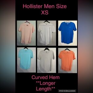 Hollister Men's T-Shirt Bundle Curved Hem Longline Longer Length Bundle …